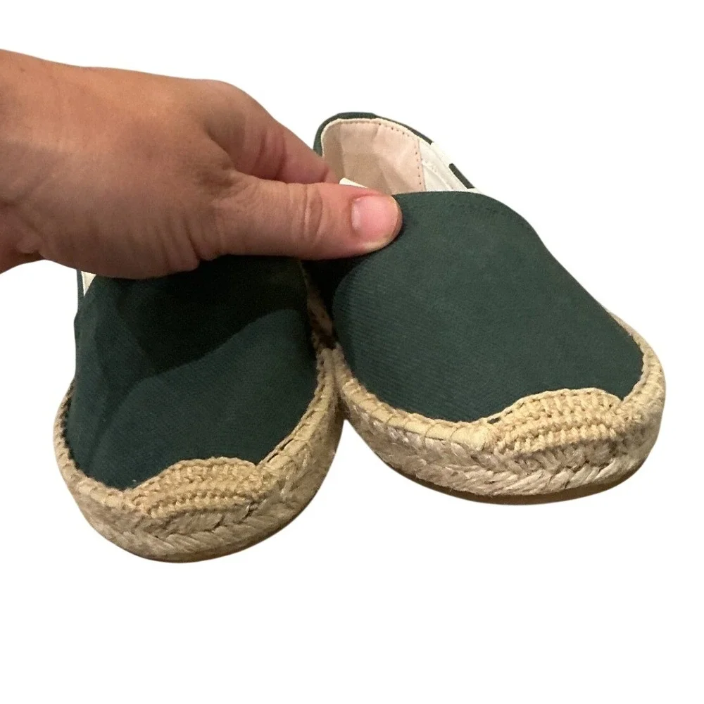 NEW Soludos Dali Original Espadrilles US 6 6.5 Forest Green Canvas Slip On Shoes